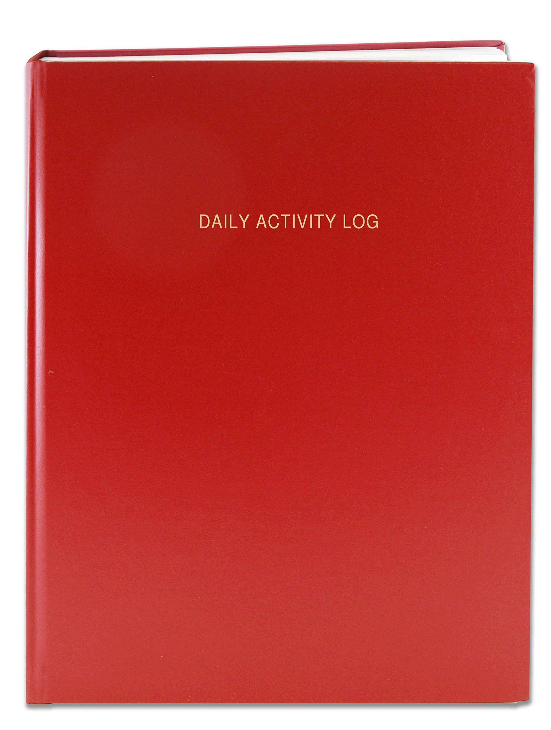 BookFactory Daily Activity Log Book / 365 Day Log Book (384 Pages - 8 7/8" x 11 1/4") / 365 Page Diary, Red Cover, Section Sewn Hardbound (LOG-384-DAY-A-LRRT32)