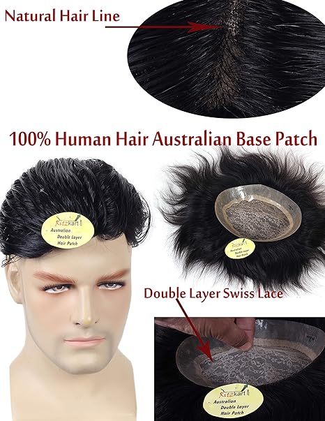 Ritzkart 9x7 Size Australian Base 100 Human Hair Men Patch