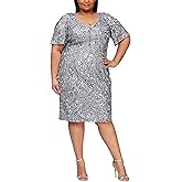 Alex Evenings Womens Plus Size Short Sequin Dress