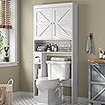 Furnideco Over The Toilet Storage Cabinet - 32.3" Wide Farmhouse Style With Barn Doors