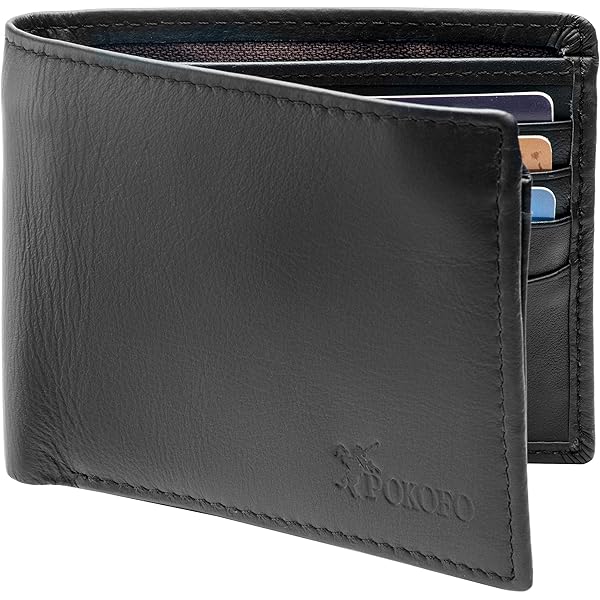 POKOFO RFID Blocking Genuine Leather Bifold Wallet for Men