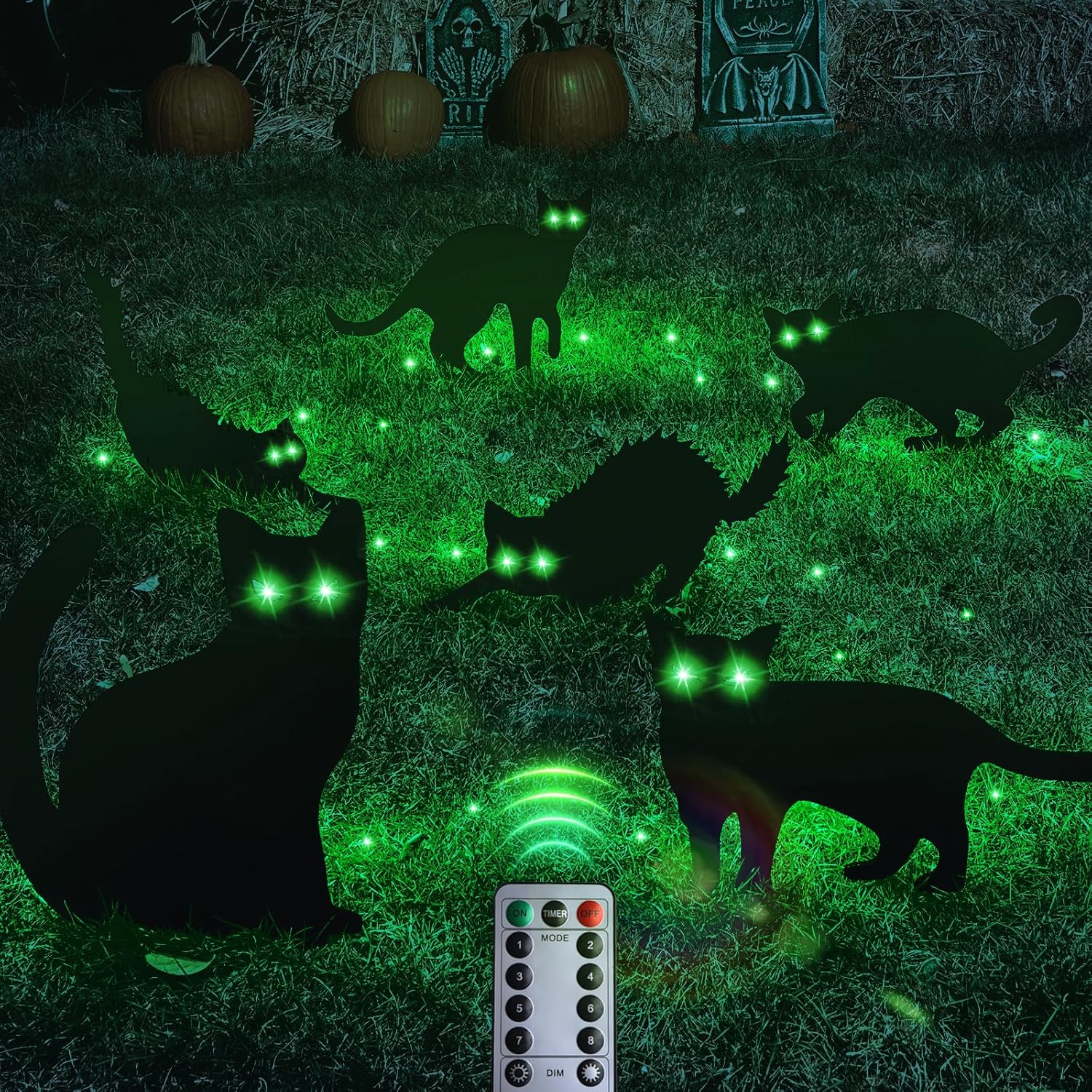Yard Signs - Halloween Decorations Outdoor Yard Signs, 6pcs Black Cat with LEDs