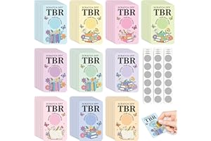 L1rabe TBR Scratch Off Cards Set - Back to School TBR Jar Bookish Accessories 240 Pastel Color Flower DIY Cards 480 Stickers, Reveal Next Book Reading Challenge for Readers Lovers Bookworm Student