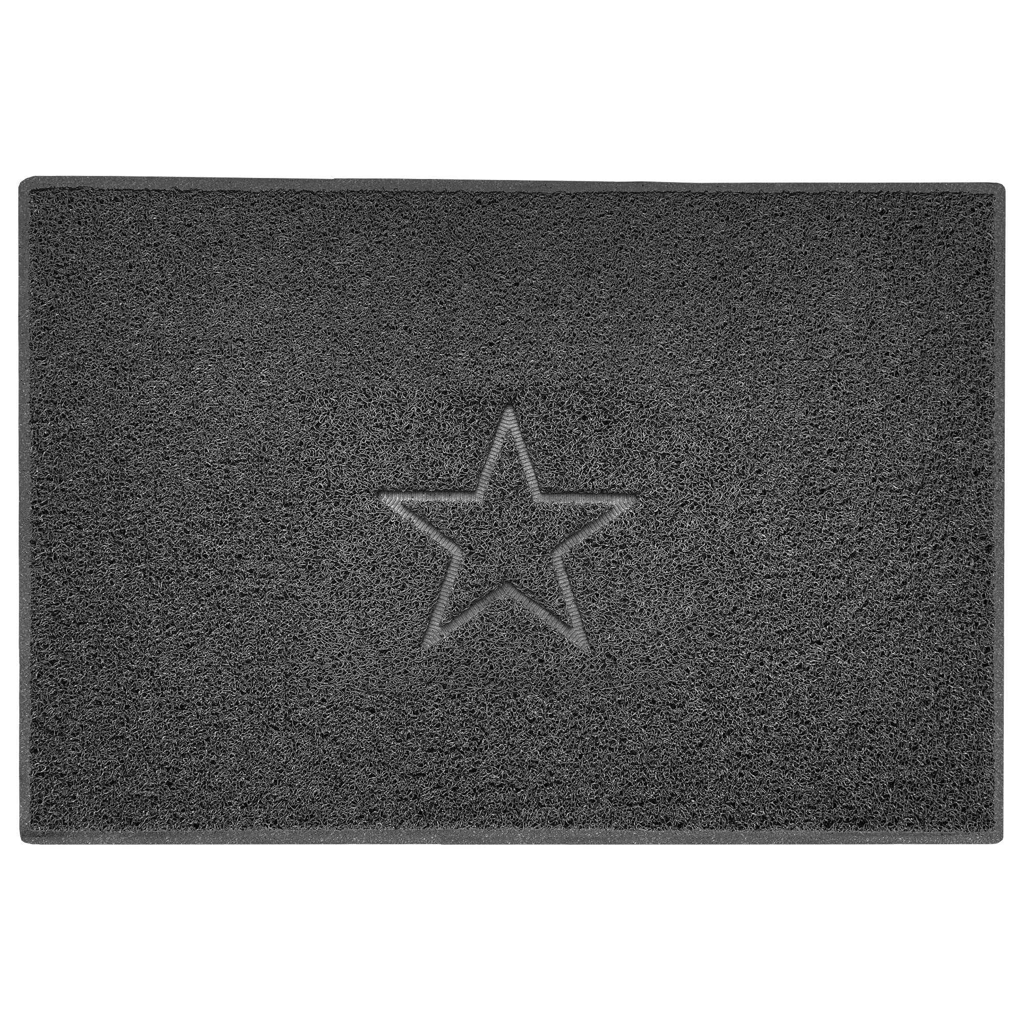 Nicoman Star Embossed Shape Door Mat Dirt Trapper PVC Spaghetti Mat Washable Quick Drying Barrier Doormat-Dark Grey (Watertight Rubber-Back)-X Large (120x80cm)