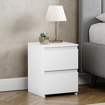 Vida Designs Denver 2 Drawer Bedside Chest White 52H 29.5W 29.5D