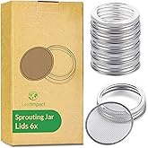 6 Pack Seed Sprouting Jar Lids | For 2.75" Regular Mouth Mason Jars | Fresh Sprouts at Home | Strainer Screen for Canning Jar