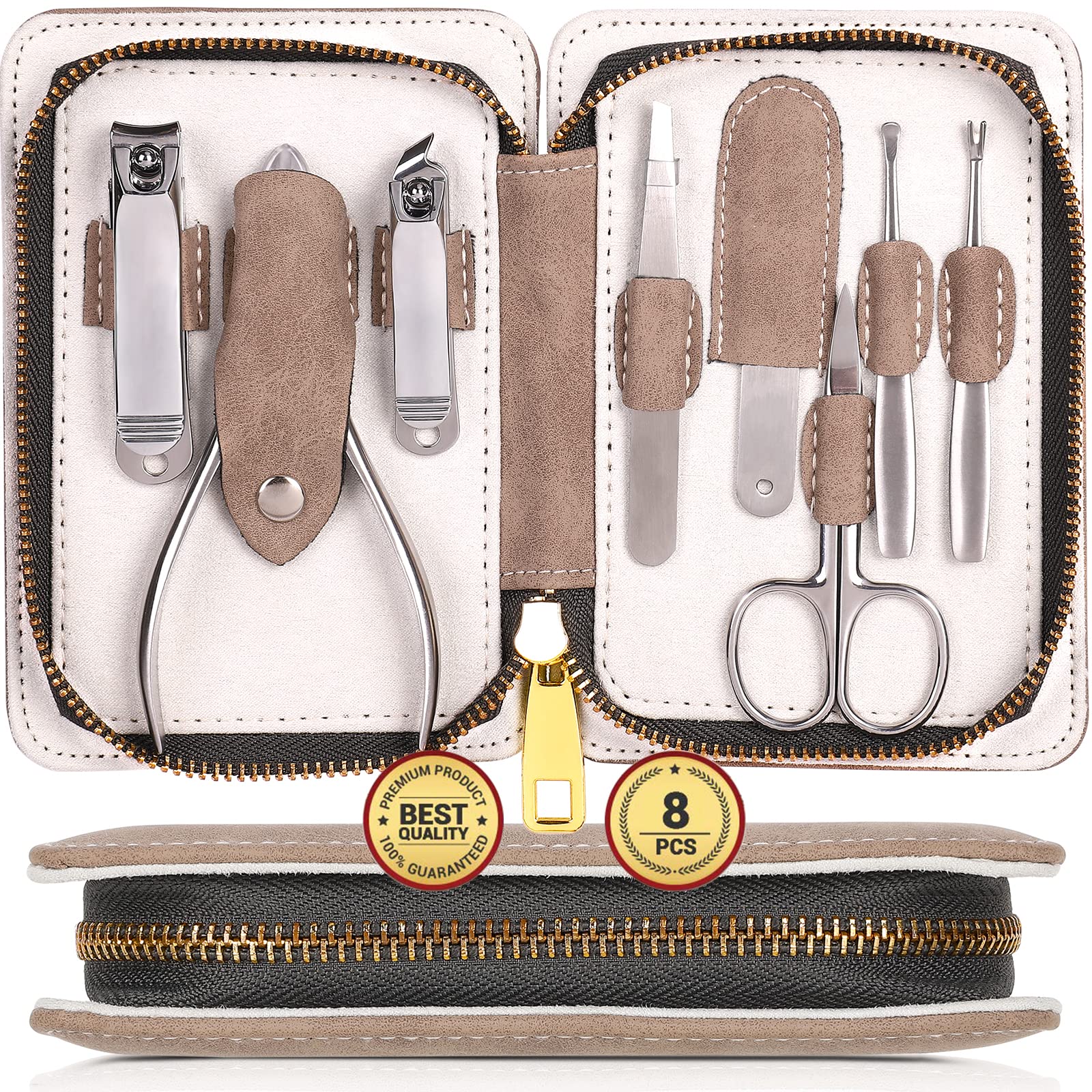 Women Nail Clippers Set Manicure Set丨316 Stainless Steel Nail Scissors Pedicure Set Care Tools for Thick and Ingrown Nails丨Exquisite Nail Grooming Kit with PU Leather Gift Case