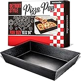 10x14 Detroit Style Pizza Pan – Non-Stick Coated Deep Dish Aluminum Pan for Focaccia, Sicilian Bread, Baking Brownies, Chicago Deep Dish Pizza, Rectangle Pizza Pan for Oven, Heavy Duty Bakeware