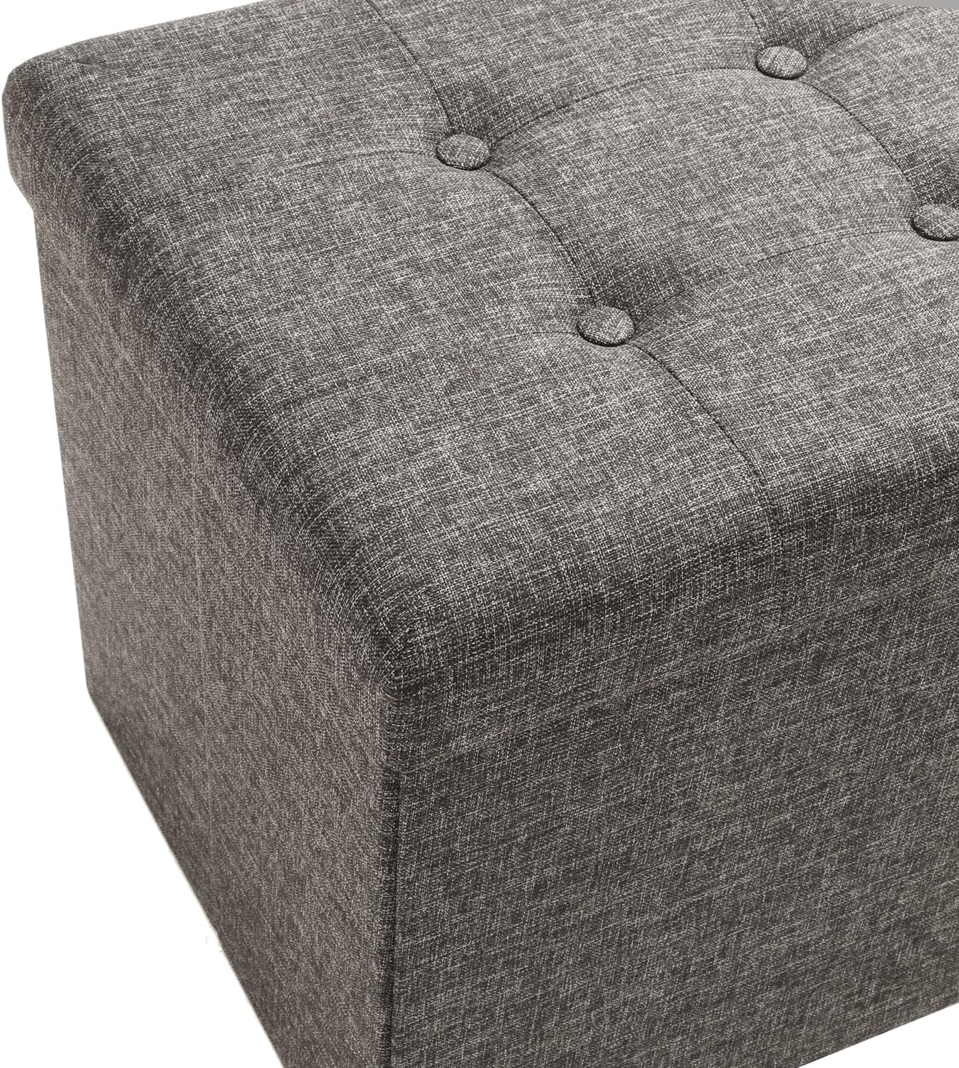 Seville Classics 31.5" Foldable Tufted Storage Bench Footrest Toy Chest Coffee Table Trunk Ottoman, Single, Charcoal Gray: Kitchen & Dining