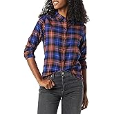 Amazon Essentials Women's Regular-Fit Long-Sleeve Lightweight Plaid Flannel Shirt