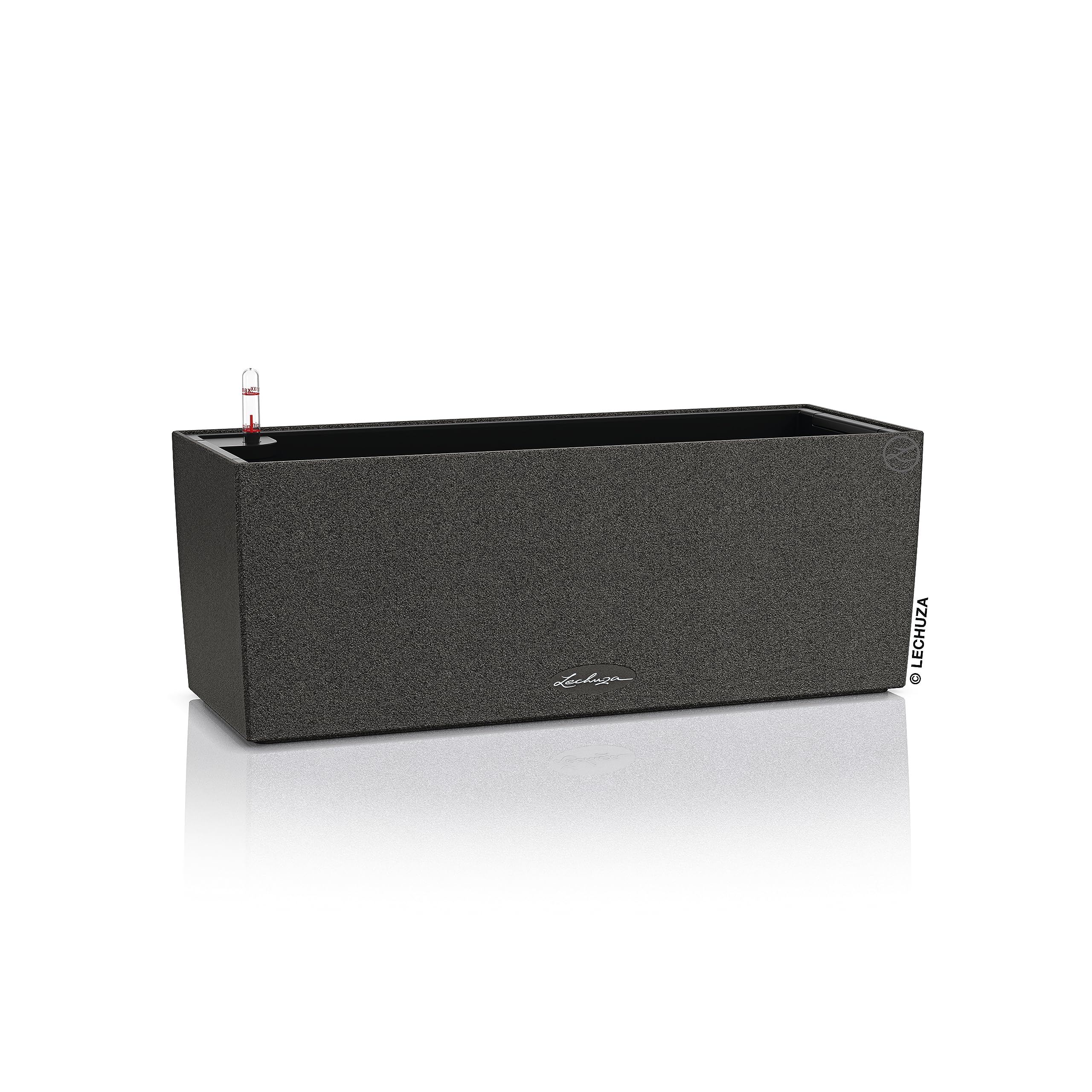 Lechuza BALCONERA Stone 50 Self Watering Planter Plastic Indoor/Outdoor Flower Plant Pot Table and Window Box with Drainage HoleH19 L50 W19 cm Graphite Black