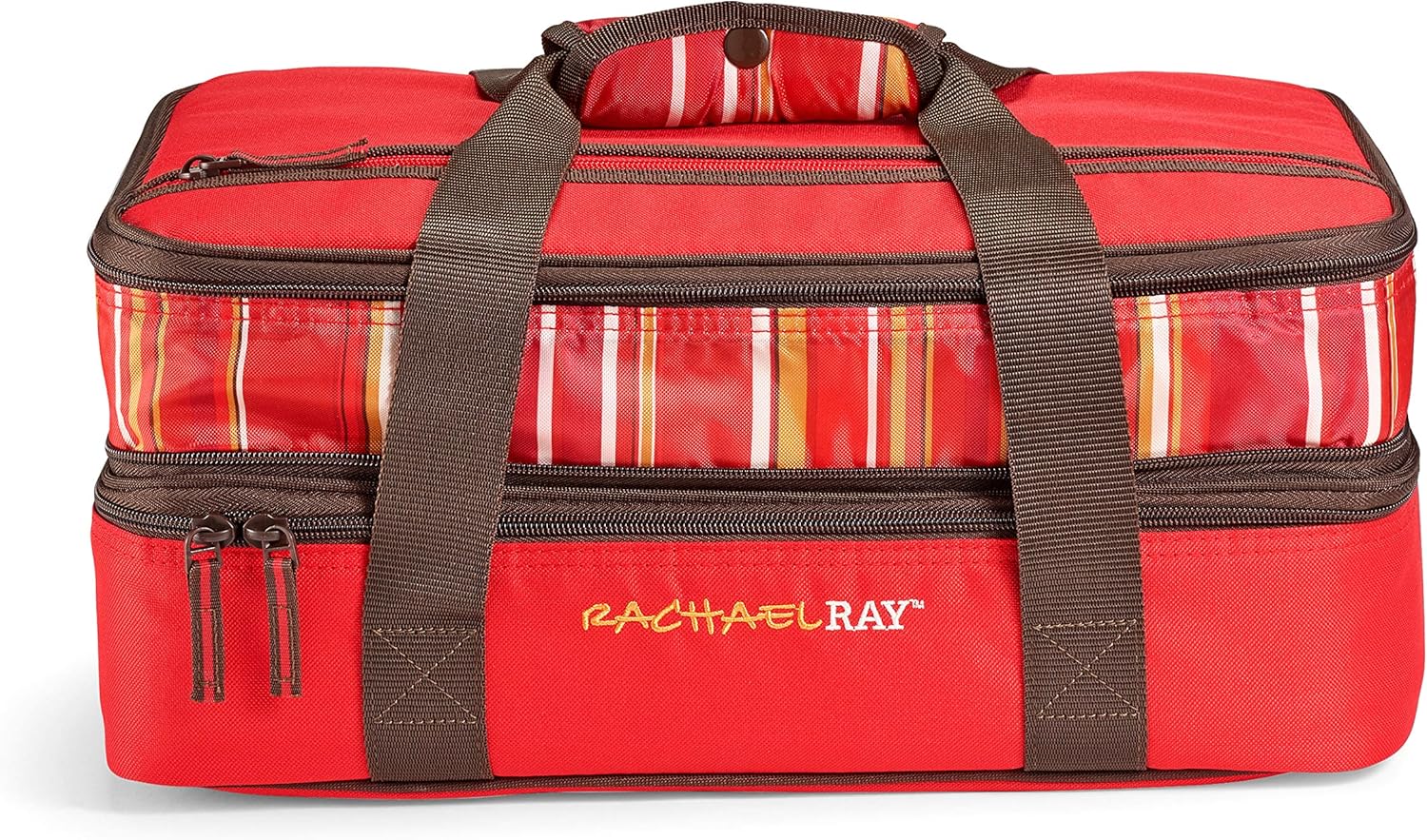 Rachael Ray Expandable Potlucker Bag Food Saver, 15-Cup Food Saver, Red Stripe
