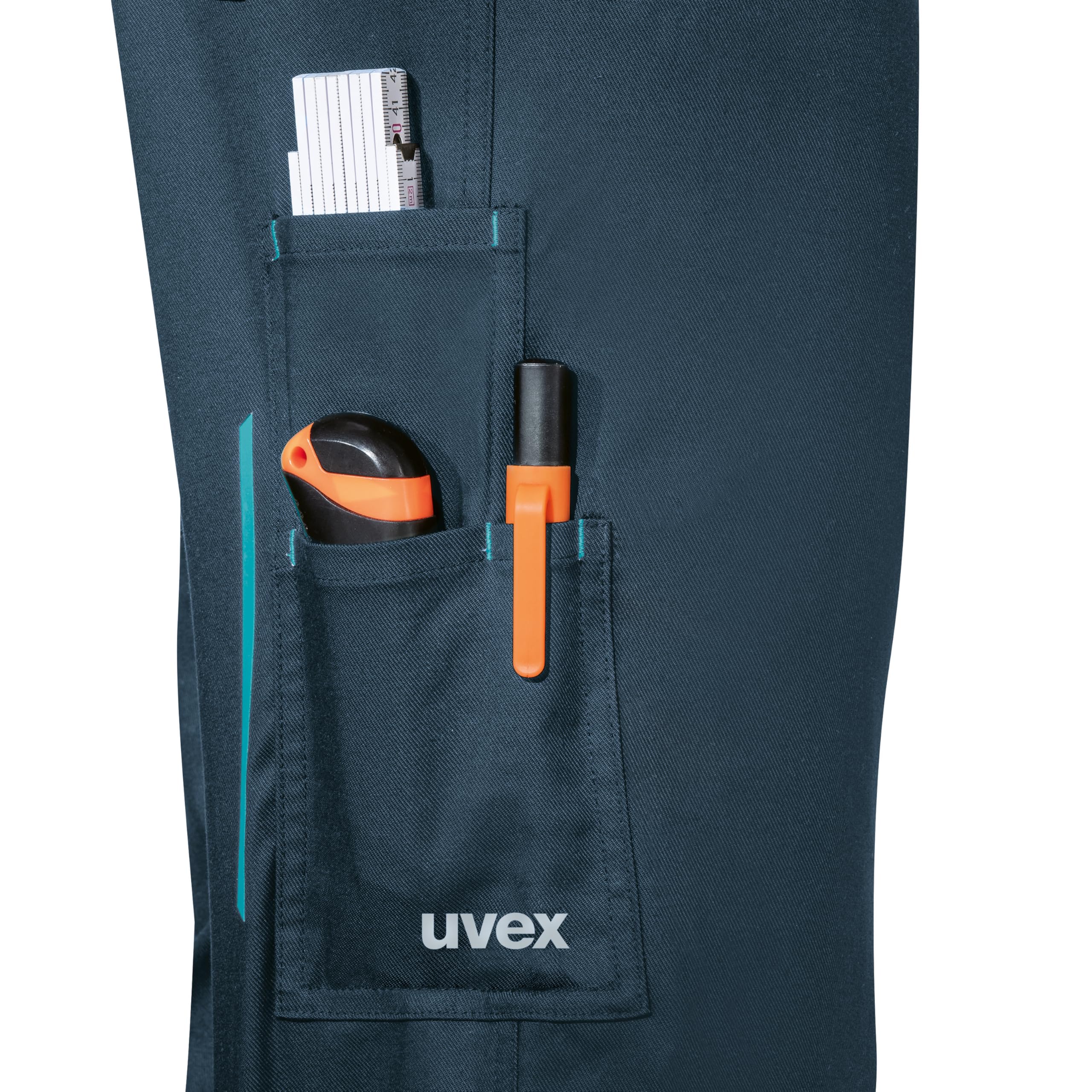 Uvex Tune-up Light Arbeitsshorts Herren – Leichter 2-Wege-Stretch - Bermuda - Nachtblau-türkis Gr 54 7