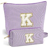 Fohufo Travel Toiletry Bag Set for Women - Travel Essentials, Initial Travel Makeup Bag Organizer Small Cosmetic Bag for Purse Purple Stuff Gifts for Women Mom Girlfriend Teacher, Purple Letter K