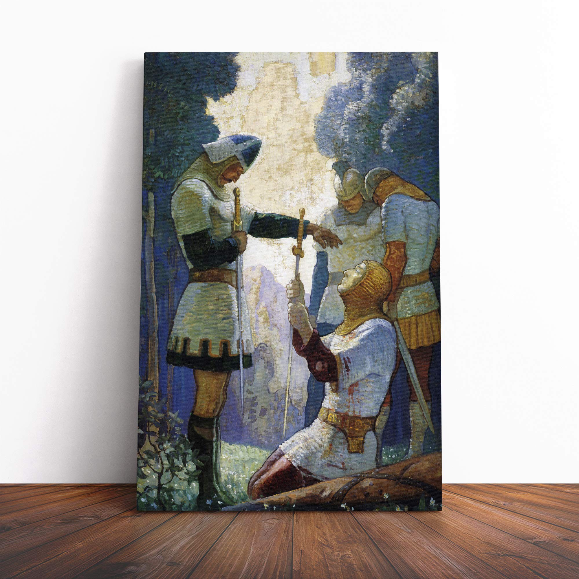 N. C. Wyeth Death of Orlando Canvas Print | Gallery Wrapped 30mm Frame Wall Art | 20x14 inches | Ready to Hang | Modern Picture | Living Room Bedroom Lounge Office