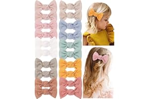 doboi Pack of 20 Baby Bows Hair Baby Girl Hair Clips Knit Solid Color Fully Lined Hair Accessories Bows for Girls Baby Infant Toddlers Kids 10 Colors in Pairs