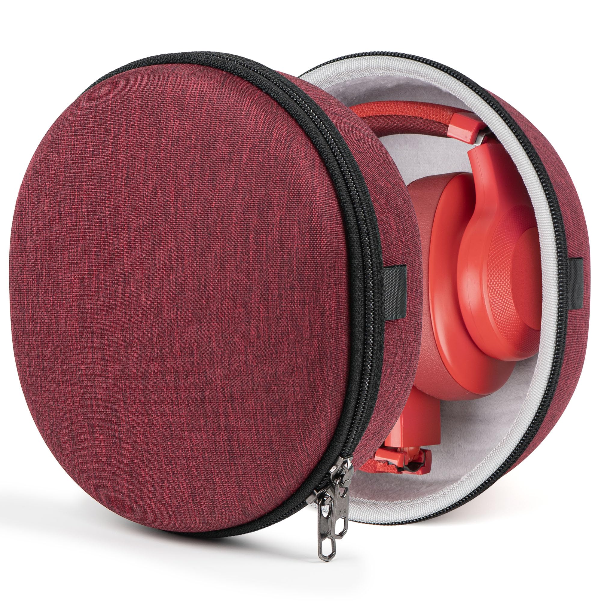 Geekria Shield Kids Headphones Case for Foldable On-Ear Headphones, Replacement Hard Shell Travel Carrying Bag with Cable Storage, Compatible with JBL, JLab, eKids, Beats, Mpow Headsets (Deep Red)