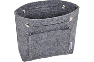 Vercord Mini Slim Small Felt Purse Organizer Insert Inside Handbag Tote Pocketbook for Women Grey