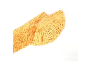 BEL AVENIR Lace Chainette Fringe Trim Polyester Tassel Trim with Hand Knitting for Home Accessories DIY Decoration (Yellow, 6.8 Yard x 2 Inches)