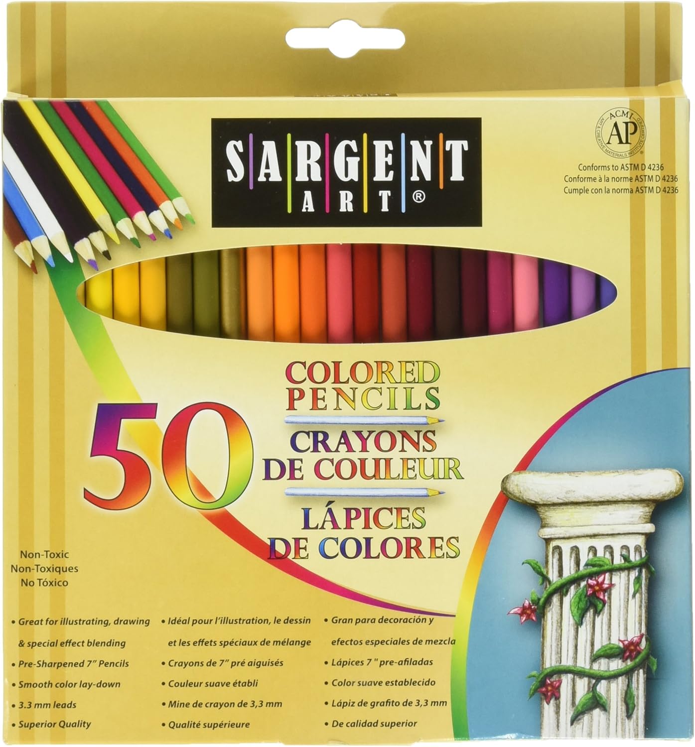 Sargent Art Premium Coloring Pencils, Pack of 50 Assorted Colors, 22-7251: Accessory: Arts, Crafts & Sewing