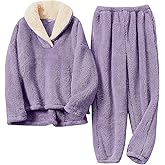 BOSECETA Fluffy Pajamas for Women Set Soft Comfy Fleece Pjs Pullover Pants Loose Plush 2 Piece Sleepwear Fuzzy for Winter