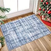 Alfasoft Modern Abstract Entryway Rug 2x3 Grey Blue Small Area Rug Kitchen Rug Non-Slip Washable Ultra Thin Soft Print Striped Low-Pile Indoor Door Mat Floor Carpet for Entrance Bedroom Bathroom