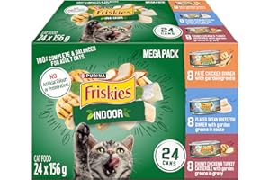 Friskies Indoor Wet Cat Food, Variety Pack 3 Flavours - 156 g Can (24 Pack)