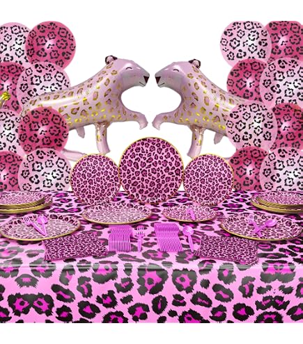 Amazon.com: Blue Orchards Pink Leopard Party Supplies Packs (100