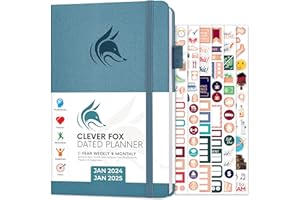 Clever Fox Dated Planner 2024-2025 – Weekly Life Planner Notebook for Goal Setting & Time Management – Planner with Habits Tracker, To-do List & Dated Pages – A5, Lasts 1 Year (Aquamarine)