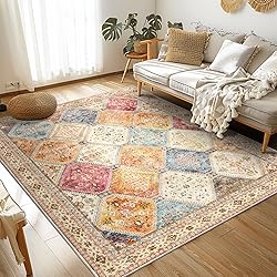 CAPALOCA 3x5 Area Rug Bohemian Rugs with Print