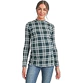 Womens Maternity Knit Top with Mock Neck Long Sleeve Sweater, Small, Green Plaid