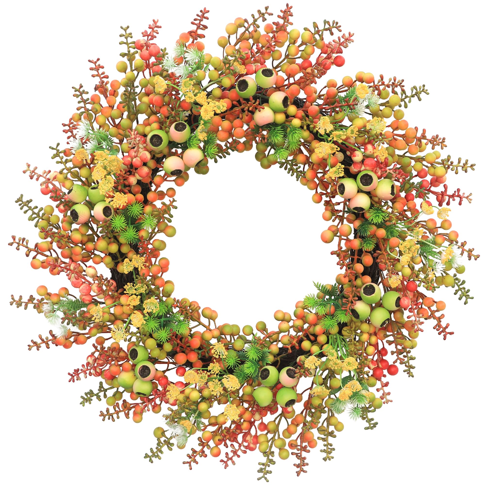 Photo 1 of 24 Inch Thanksgiving Fall Wreath Autumn Wreath for Front Door Handmade, Big Berries, Berries Cluster, Mixed Berries, for Outdoors, Indoor Walls, Windows, Holidays, Harvest,Halloween Wreaths Decor