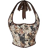 KorhLeoh Women's Vintage Bustier-Corset-Tops Adjustable Lace-Up Renaissance Corset Adjustable Floral Lingerie Bodyshaper