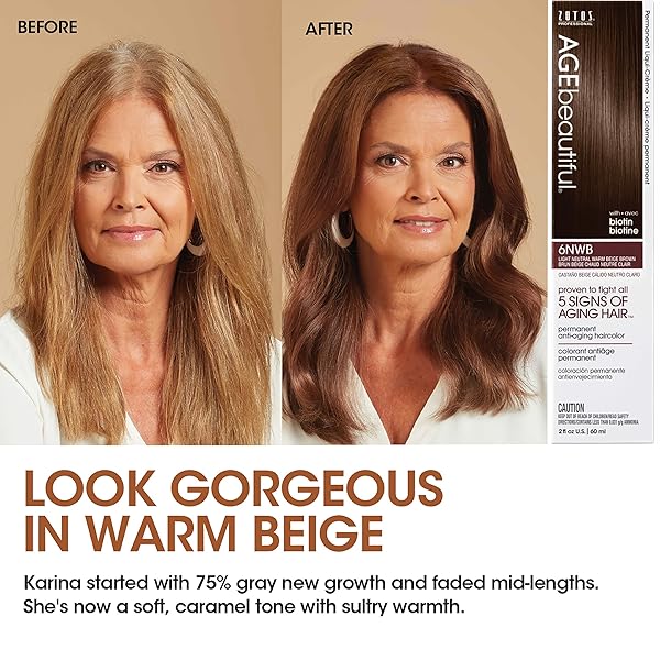 AGE BEAUTIFUL PERMANENT HAIR COLOR DYE LIQUI CREME | 100% GRAY COVERAGE | ANTI-AGING HAIRCOLOR | BIOTIN FOR THICKER, FULLER HAIR | PROFESSIONAL SALON COLORING | 4A DARK ASH BROWN