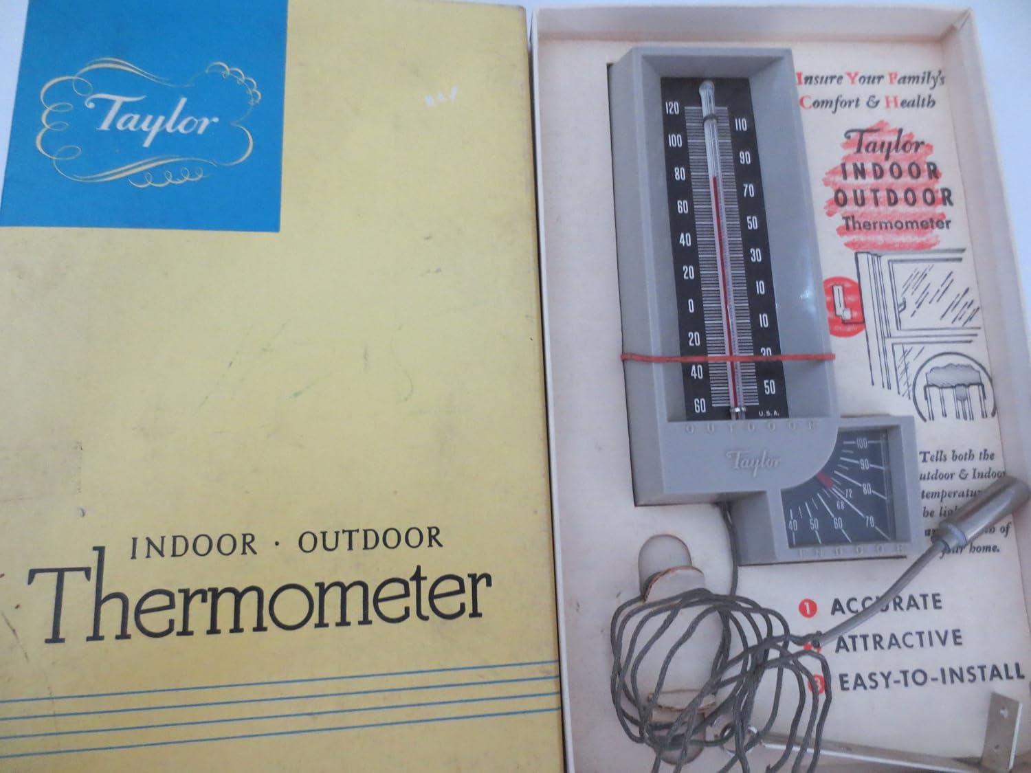 Taylor Indoor Outdoor Thermometer Old Stock VINTAGE as