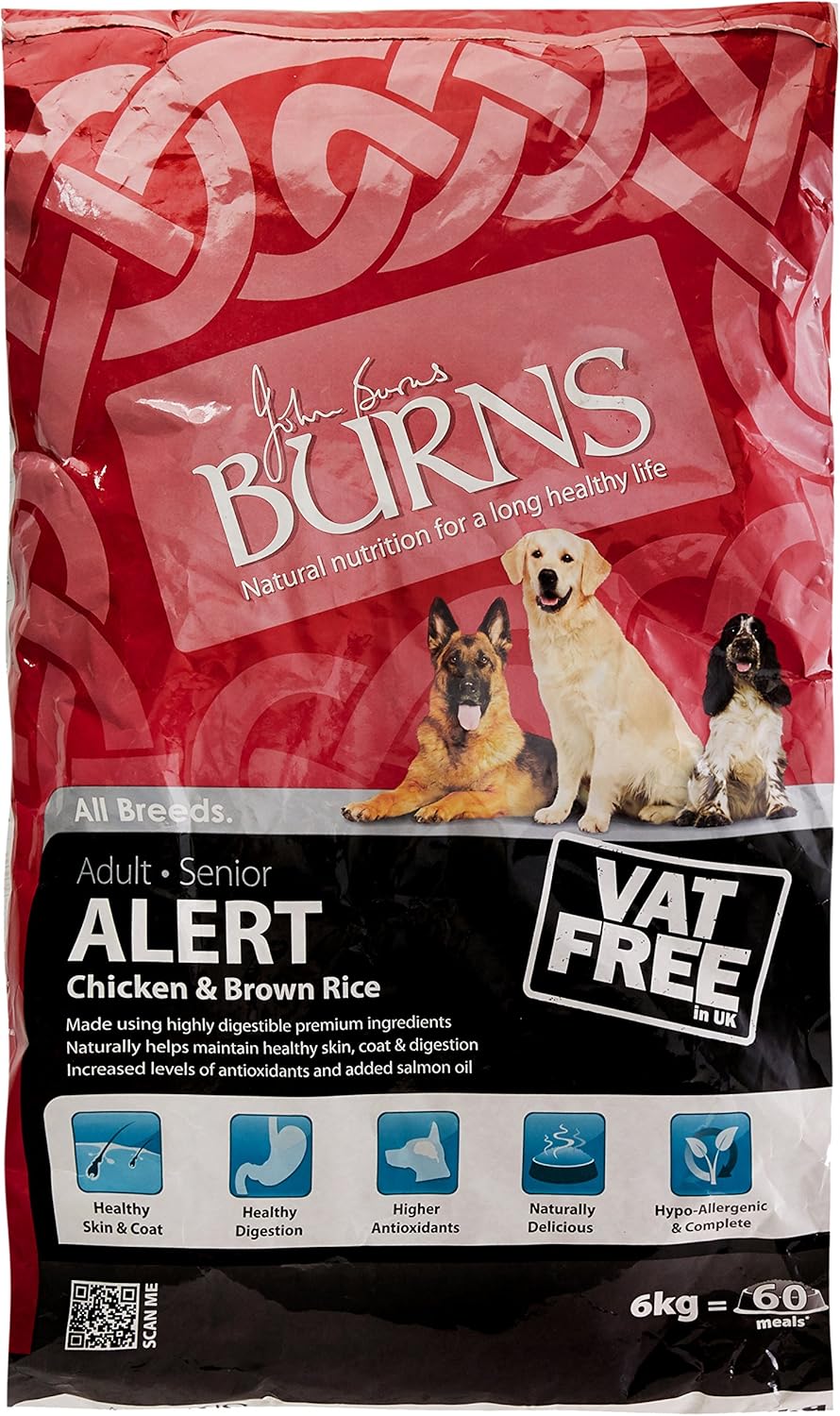 Burns Pet Nutrition Hypoallergenic Complete Dry Dog Food Adult and Senior Dog Alert Chicken and