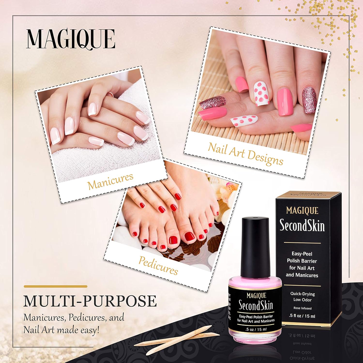 Simply Peel Liquid Latex for Nails - Nail Polish Protector for Fingers - Nail Peel Off Liquid Tape - Peel Away Liquid Nail Tape - Nail Polish Guard - Nail Latex Peel Off - Magique SecondSkin 0.5 Fl Oz : Beauty