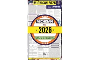 HOME COMFORTS 2026 Michigan (MI) State Labor Law Poster - State, Federal and OSHA Compliant Laminated Poster - Ideal for Posting in The Workplace - Perfect for Common Rooms and Cafeterias - 20 Inch by 36 Inch