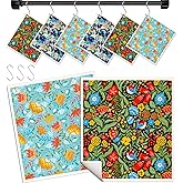 Miss Adola Kitchen Swedish Dishcloths with Hooks - 6 Pack Reusable Dish Cloths for Washing Dishes Fast Drying Cute Fun Swedish Dish Towels Washable Cleaning Sponge, Full Blown Flowers