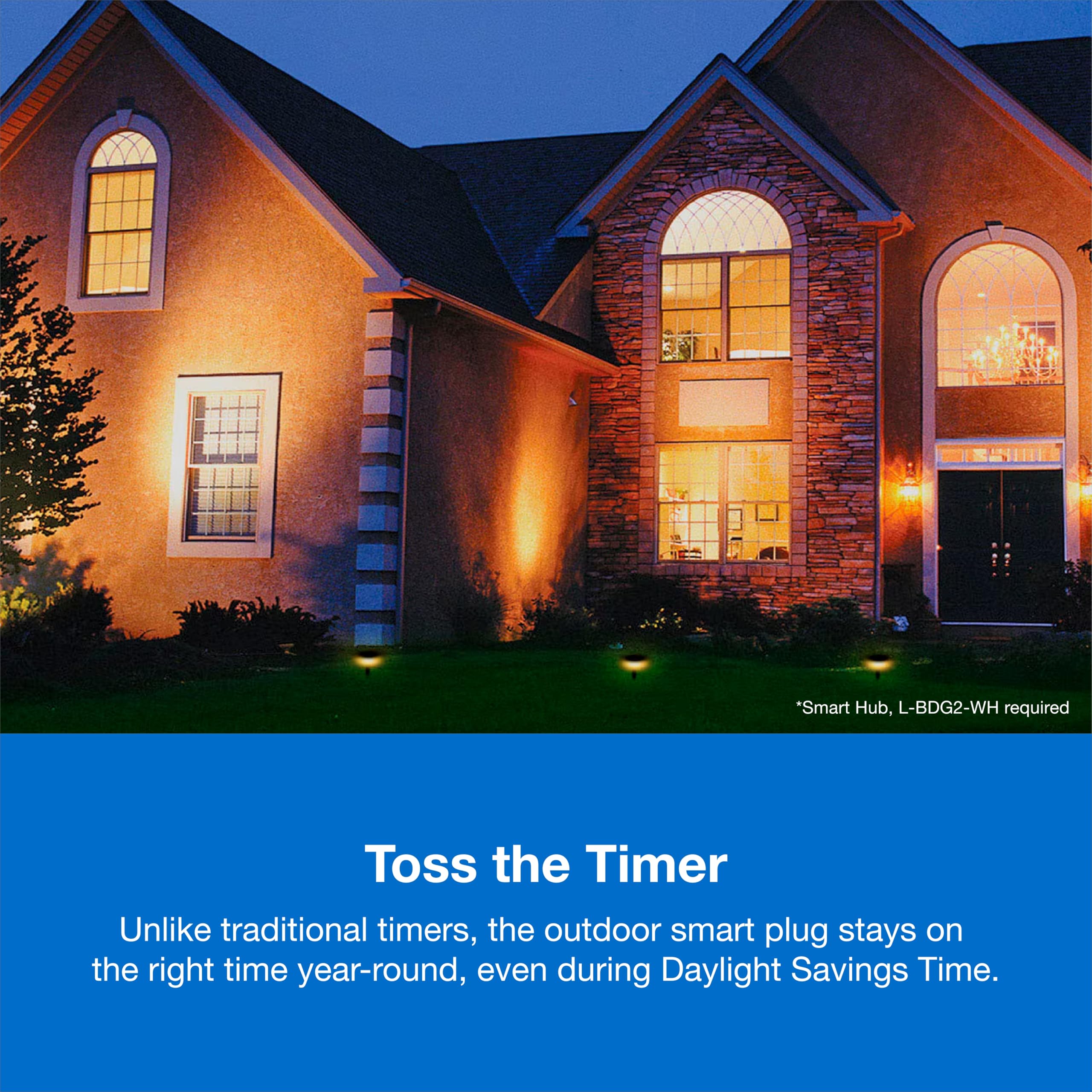 Lutron Smart Outdoor Plug for Caseta Smart Lighting, for Summer, Patio, Backyard, and Outdoor Lights, & Motors, 15A LED Fixtures & 1/2 HP Motors, PD-15OUT-BL, Black - View 6