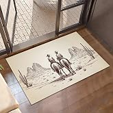 CXULIN Door Mat, Western Cowboy Rugs for Front Door,Non-Slip Vintage Desert Cactus Low Profile Indoor Outdoor Welcome Mat for Entry Patio, Porch, Hallways,Kitchen 30 x 17 Inch