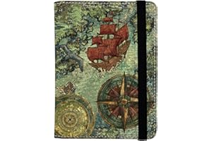 BASSYIL Old Pirate Map Passport Holder for Women and Men PU Leather Passport Cover for Travel