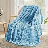 Whale Flotilla Flannel Fleece Throw Blanket for Couch, Soft Fluffy Velvet Sofa Blanket with Decorative Vintage Pattern for All Season, Warm and Lightweight, 50x60 Inch, Stone Blue