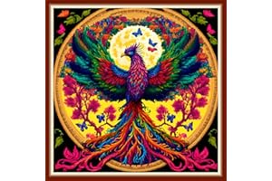 Dimensean Stamped Cross Stitch Kits Full Range of Embroidery Patterns Starter Kits for Beginners Adult or Kids DIY Cross Stitches Needlepoint Kits 11CT-Auspicious Phoenix 17.7x17.7 inch