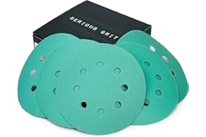 Serious Grit Sanding Discs 5 Inch 8 Hole Assortment - 80, 120, 150, 180, 220 Grit (10/Each) - Heavy-Duty Hook & Loop Wet Dry Film Sandpaper Discs - Sand Paper for Random Orbital Sanders - 50 Pack Box