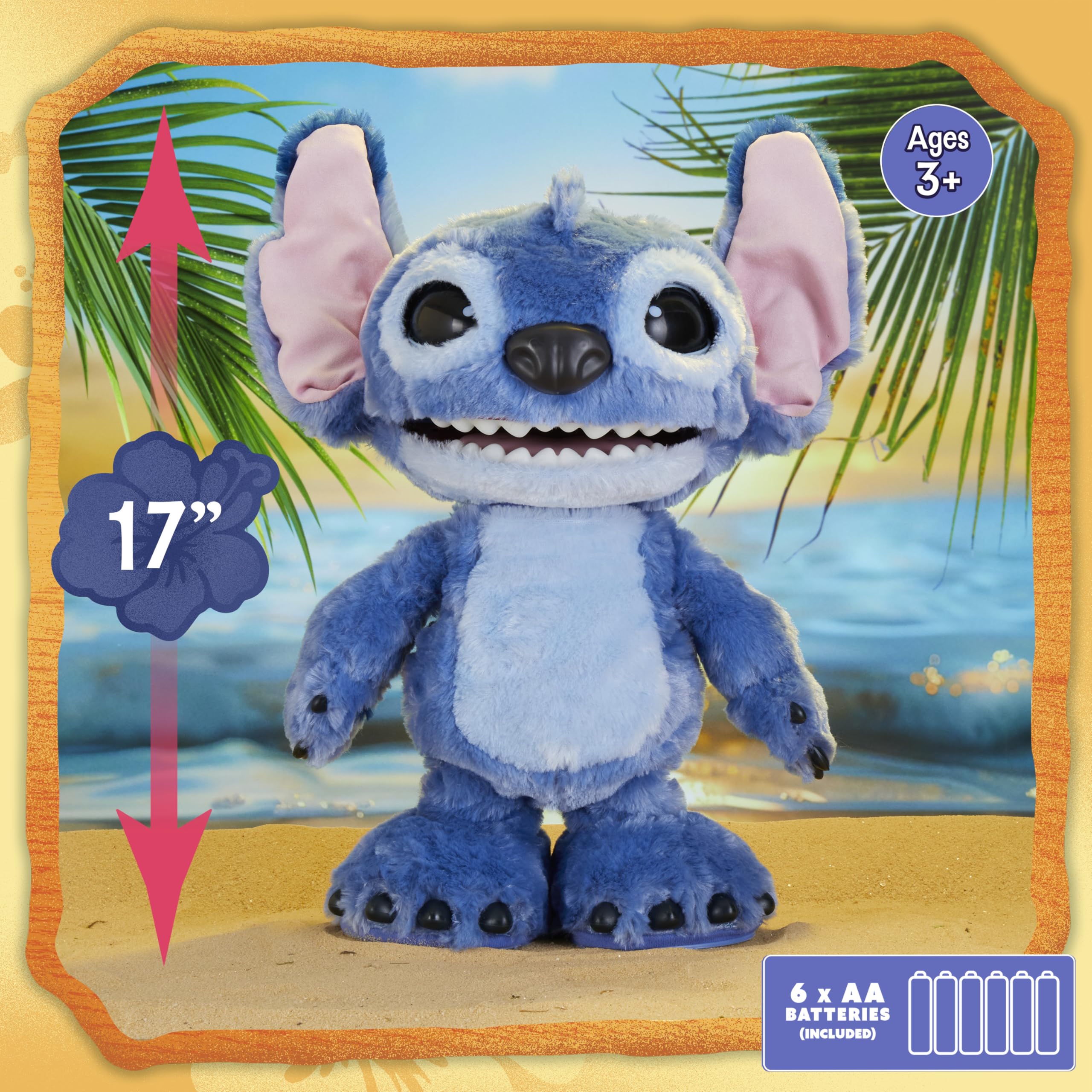 Just Play Disney Ultimate Stitch – Funktionsplüschtier, 100+ Geräusche und Reaktionen, ab 3 Jahre, 43cm, interaktiv, Kuscheltier 9