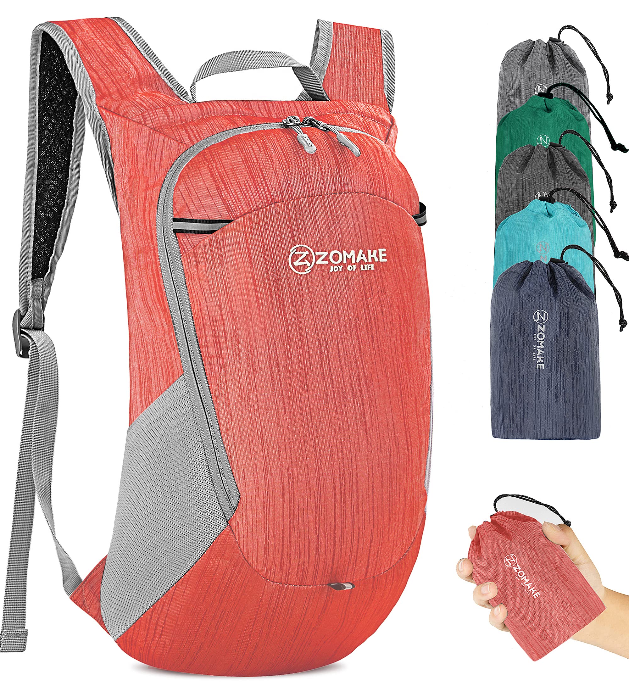 ZOMAKE Lightweight Foldable Backpack,Packable Rucksack 18L Ultra Light Small collapsible daypack For Men Women Travel Hiking Walking(Red) — image 1