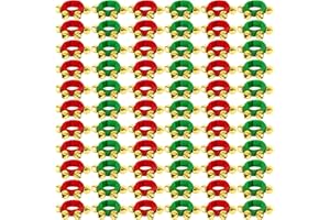 UZLU 48 Pcs Christmas Wrist Band Bell Bracelet Wrist Band Bell Musical Instruments Adjustable Bell Rhythm Wristband Bell Bulk for School Family Christmas Percussion Party Favor Kids Adults,Red Green