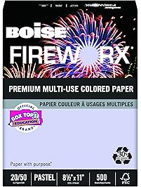 Boise Fireworx Color Copy/Laser Paper, 20 lb, Letter Size (8.5 x 11), Luminous Lavender, 500 Sheets (MP2201-LV)