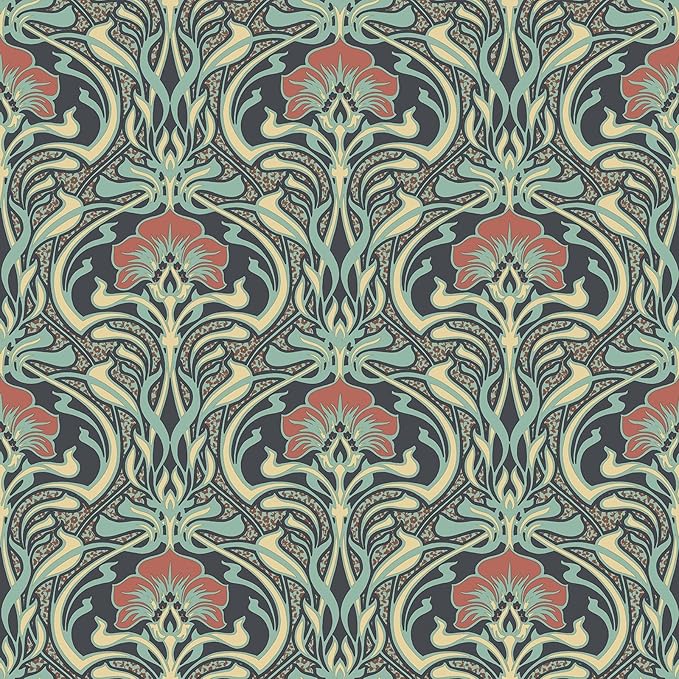 Crown Wallcoverings Flora Nouveau Wallpaper Green M1196 Full Roll Amazon Co Uk Diy Tools